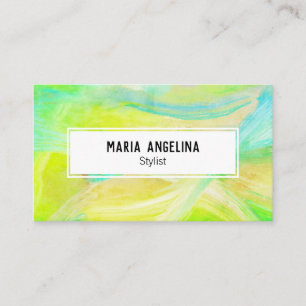 Colourful oil painting abstract green blue business card