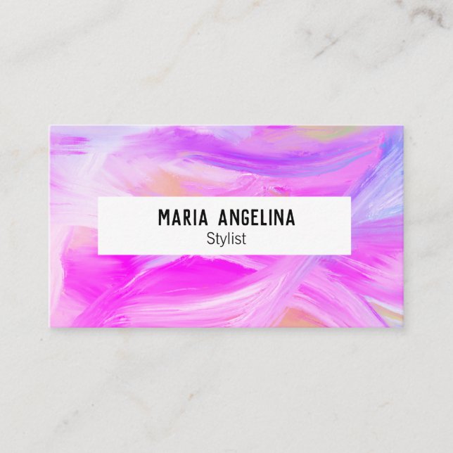 Colourful oil painting abstract purple business card (Front)