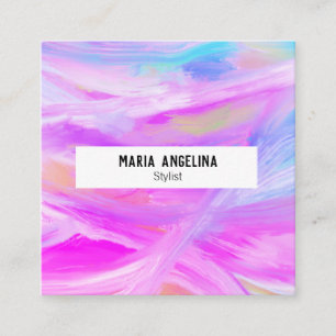 Colourful oil painting abstract purple square business card