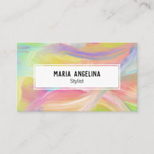 Colourful oil painting abstract rainbow business card