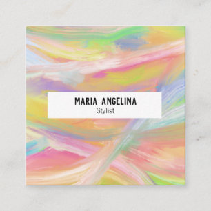Colourful oil painting abstract rainbow square business card