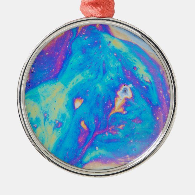 Colourful oil patterns, Canada Metal Tree Decoration (Front)