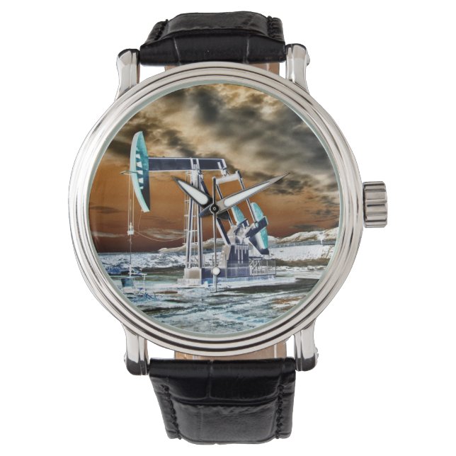 Colourful Oil Well Pumping "Pumpjack" Unit Watch (Front)