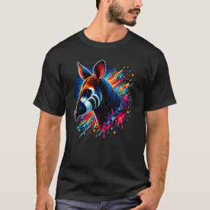 Colourful Okapi Splash Paint Artwork T-Shirt
