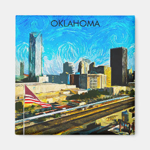 Colourful Oklahoma City Skyline Panorama View Magnet