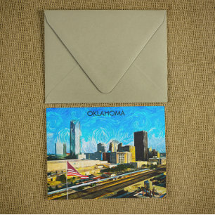 Colourful Oklahoma City Skyline Panorama View Postcard
