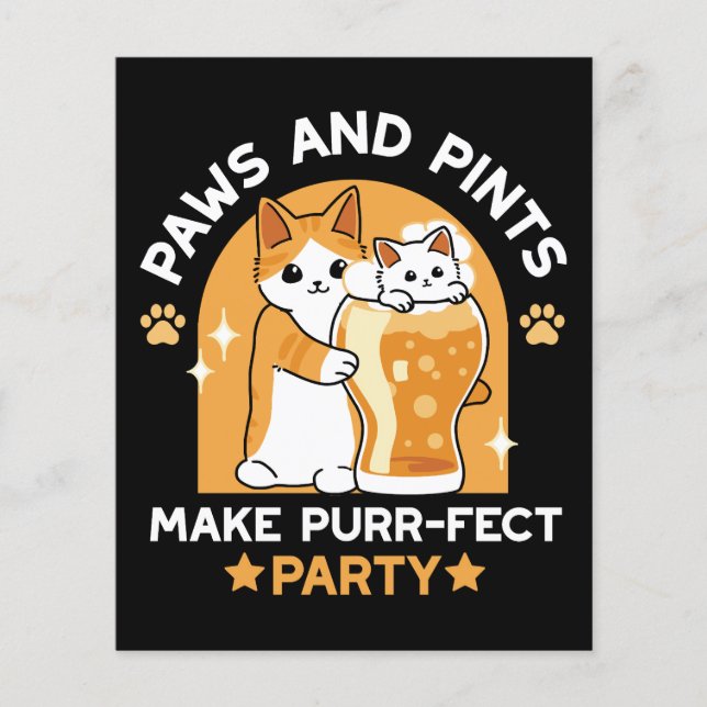Colourful Oktoberfest Cat Party - Paws and Pints Flyer (Front)