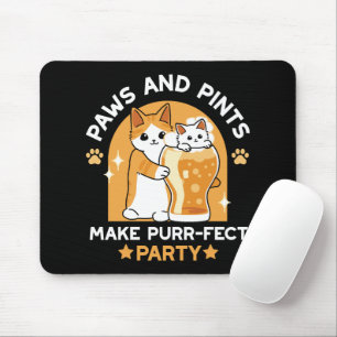 Colourful Oktoberfest Cat Party - Paws and Pints Mouse Mat