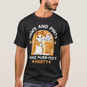 Colourful Oktoberfest Cat Party - Paws and Pints T-Shirt