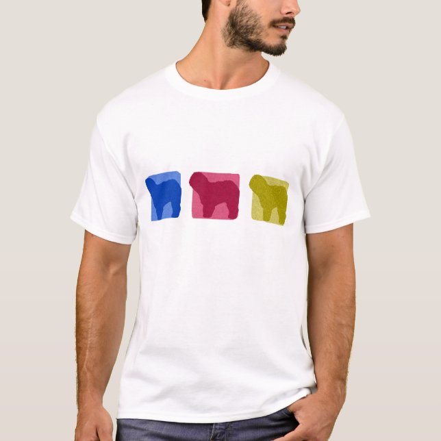 Colourful Old English Sheepdog Silhouettes TShirt (Front)