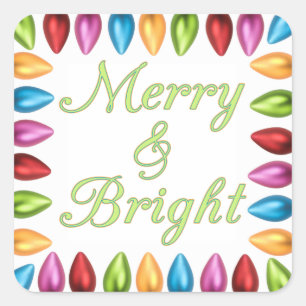Colourful Old Fashioned Big Christmas Lightbulbs Square Sticker