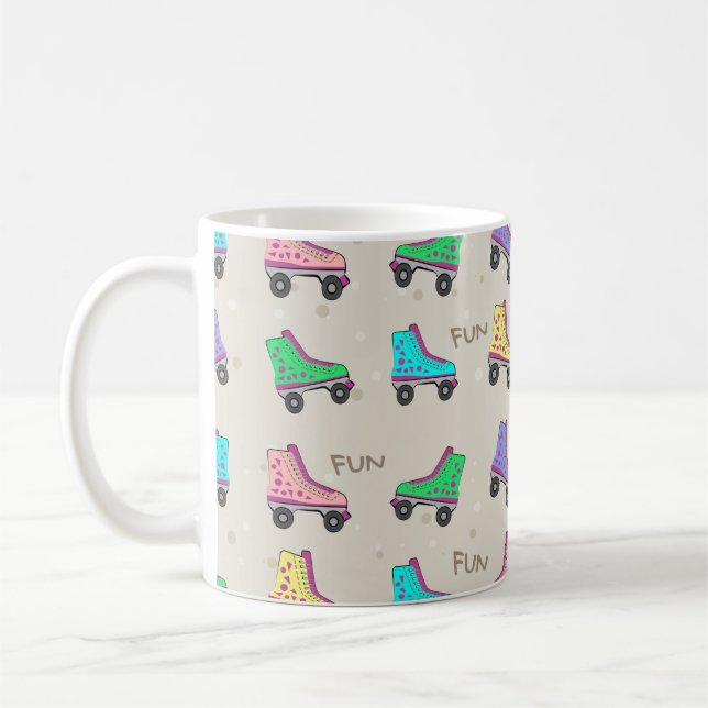 Colourful Old Skate Rollers Pattern  Coffee Mug (Left)
