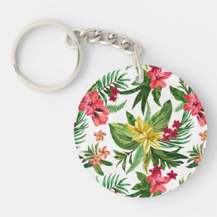 Colourful Oleander Pattern Key Ring