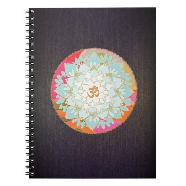 Colourful OM Lotus Yoga and Meditation Teacher Notebook (Front)