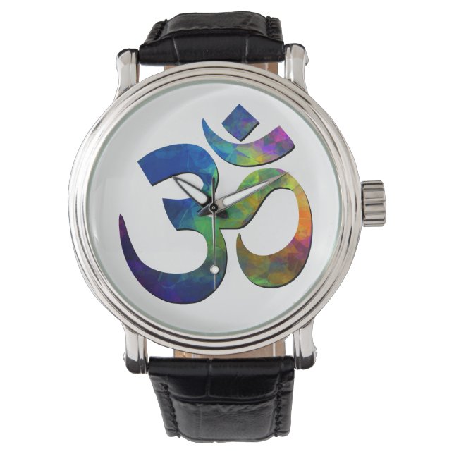 Colourful Om Yoga Symbols Watch (Front)