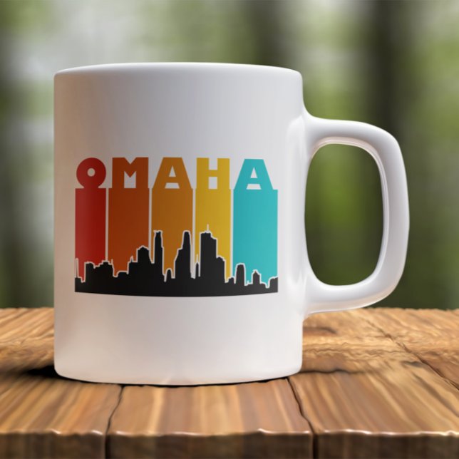 Colourful Omaha Nebraska Retro Sunset Coffee Mug (omaha retro sunset cityscape coffee mug)