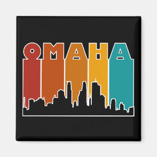 Colourful Omaha Nebraska Retro Sunset Magnet