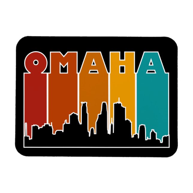 Colourful Omaha Nebraska Retro Sunset Magnet (Horizontal)