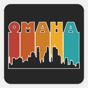 Colourful Omaha Nebraska Retro Sunset Square Sticker
