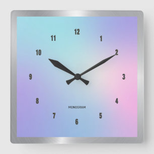 Colourful ombre background square wall clock