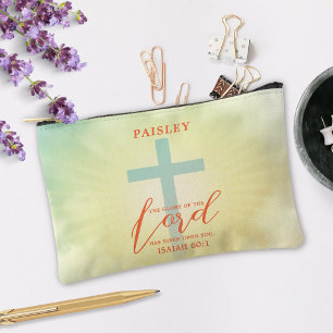 Colourful Ombre Cross Bible Verse Personalised Accessory Pouch