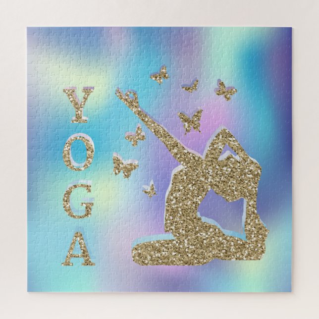 Colourful Ombre Glitter Women Yoga Jigsaw Puzzle (Vertical)