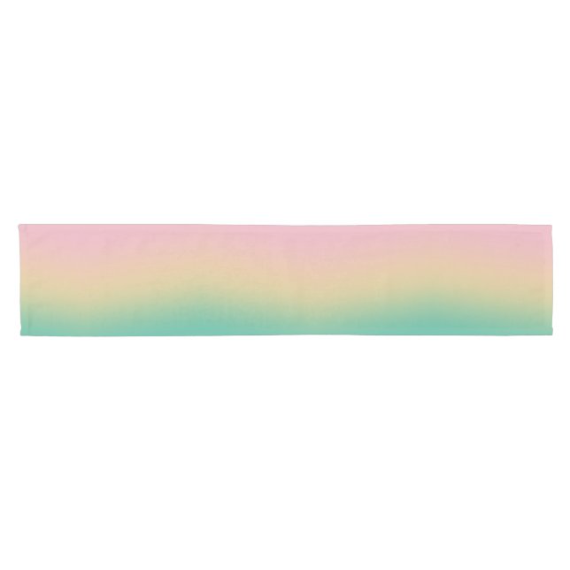Colourful Ombre Gradient Teal Peach Pink Short Table Runner (Horizontal)