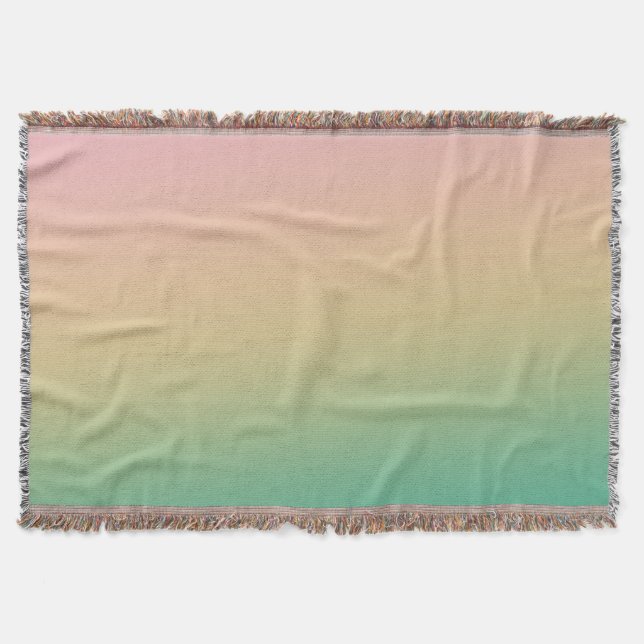 Colourful Ombre Gradient Teal Peach Pink Throw Blanket (Front)