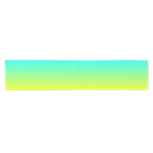 colourful ombre lemon yellow lime green turquoise short table runner (Horizontal)
