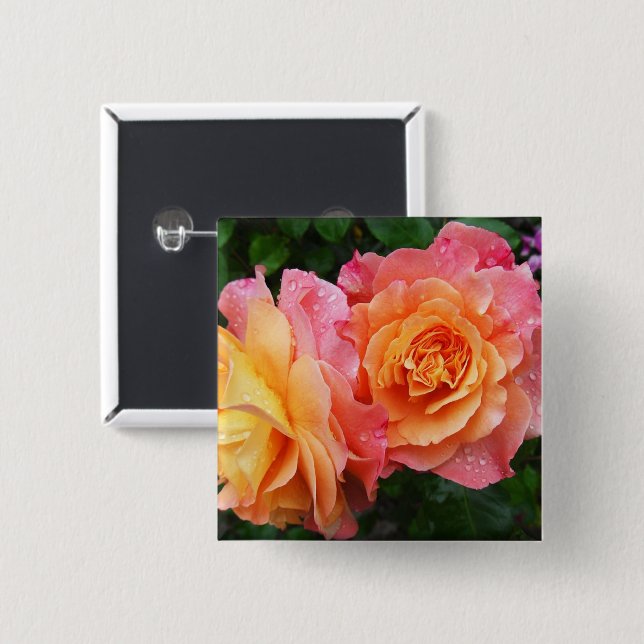 Colourful ombre roses photo 15 cm square badge (Front & Back)