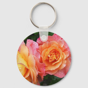 Colourful ombre roses photo key ring