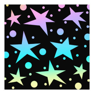 Colourful Ombre Stars and Polka Dots Collection Photo Print