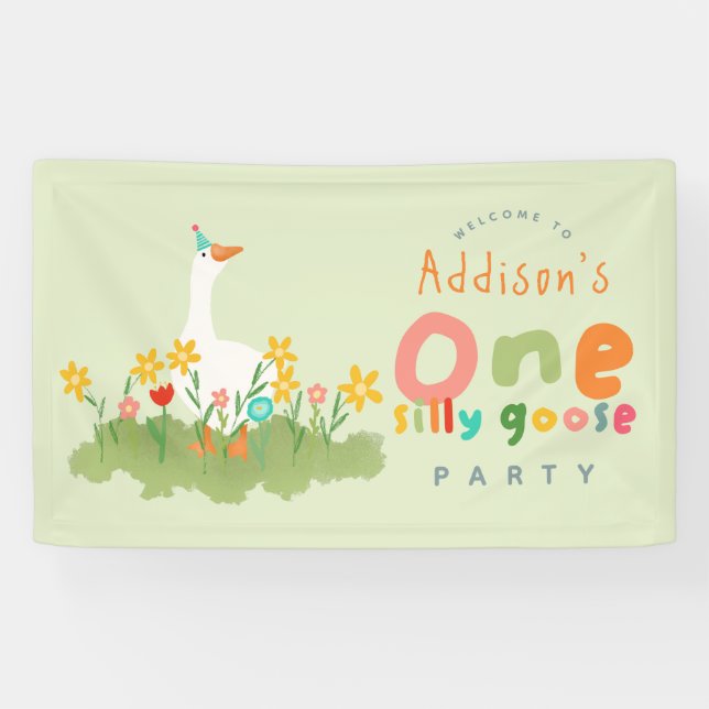 Colourful One Silly Goose 1st Birthday Welcome Banner (Horizontal)
