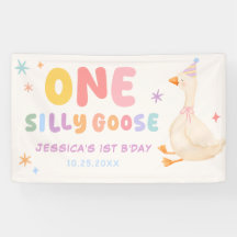 Colourful One Silly Goose Girl 1st Birthday