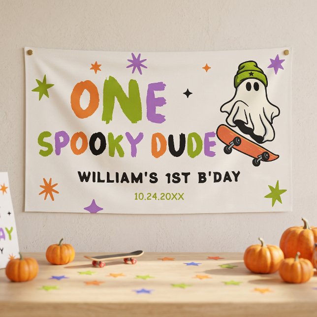 Colourful One Spooky Dude Birthday Banner (Creator Uploaded)
