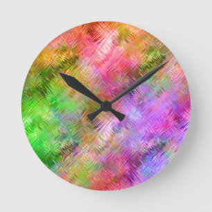 Colourful Opal Glassy Texture Round Clock