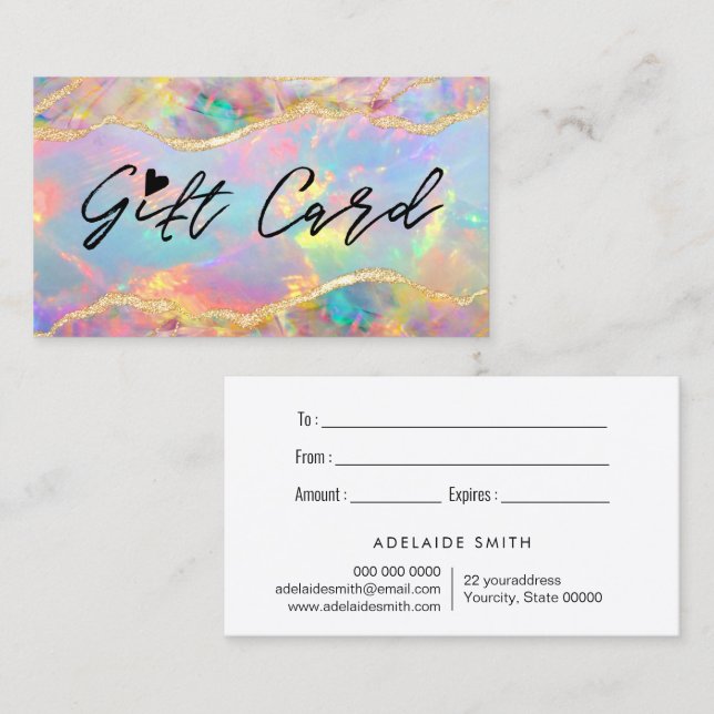 colourful opal texture gift certificate (Front/Back)