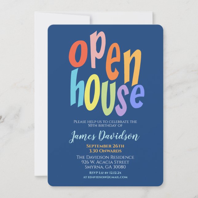 Colourful Open House Party Modern Invitation (Front)