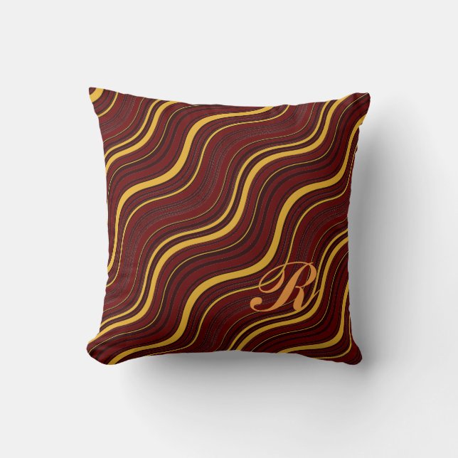 Colourful Optical Illusion Wavy Pattern Initial  Cushion (Front)