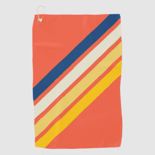 Colourful Orange 70s 80s Retro Striped Stripes Golf Towel