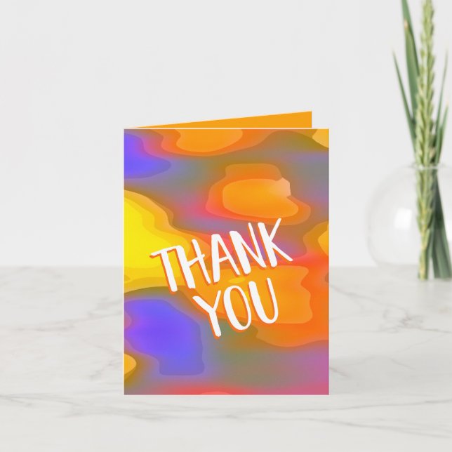 Colourful Orange and Blue Abstract Blank Thank You (Front)