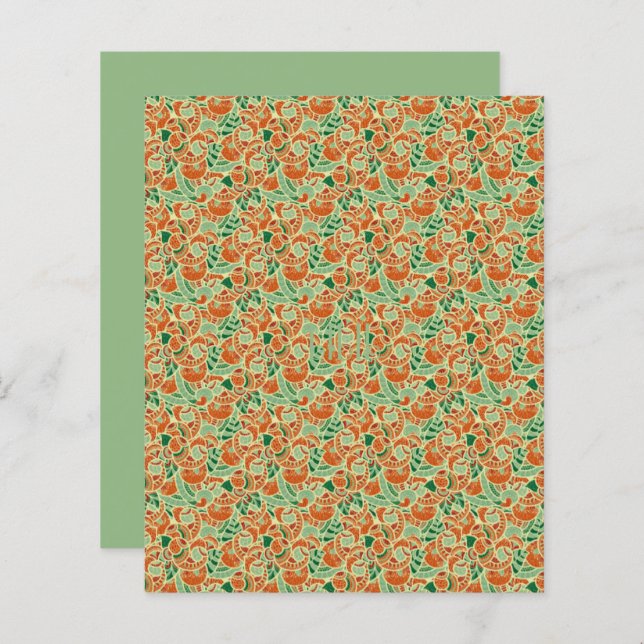 Colourful Orange and Green Paisley Scrapbook Paper (Front/Back)