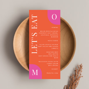 Colourful Orange And Pink Wedding Bold Bright Menu