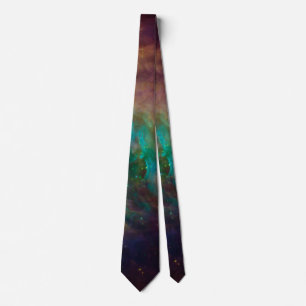 Colourful Orange and Teal Nebula Tie