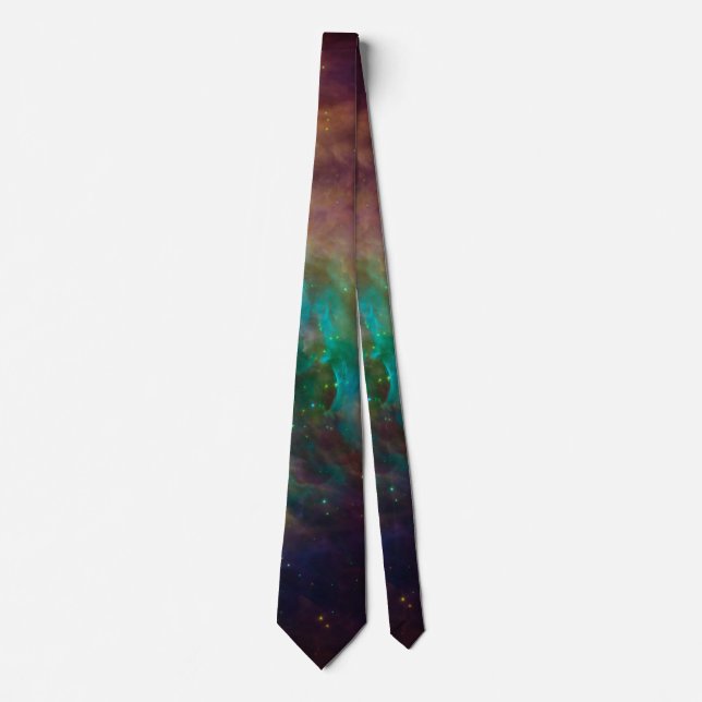 Colourful Orange and Teal Nebula Tie (Front)