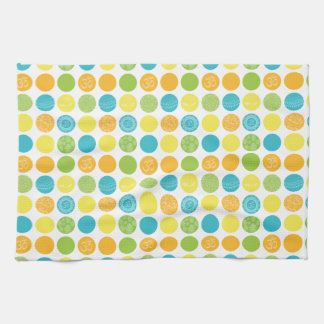 Colourful Orange and Turquoise Circle Dot Tea Towel