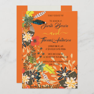 COLOURFUL ORANGE BOHO FLORAL INVITATION