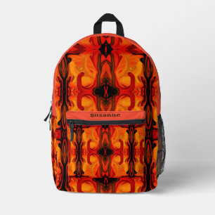Colourful Orange Brown Shapes Abstract     Printed Backpack