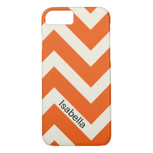 Colourful Orange Chevron Pattern with Monogram iPhone 8/7 Case