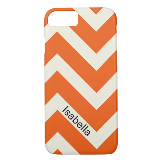 Colourful Orange Chevron Pattern with Monogram Case-Mate iPhone Case (Back)